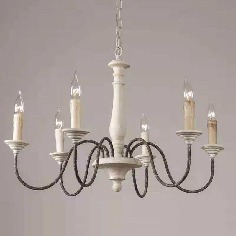 Syshaeth Vintage Industrial Hand-carved Wood Chandelier - Lamp Copper