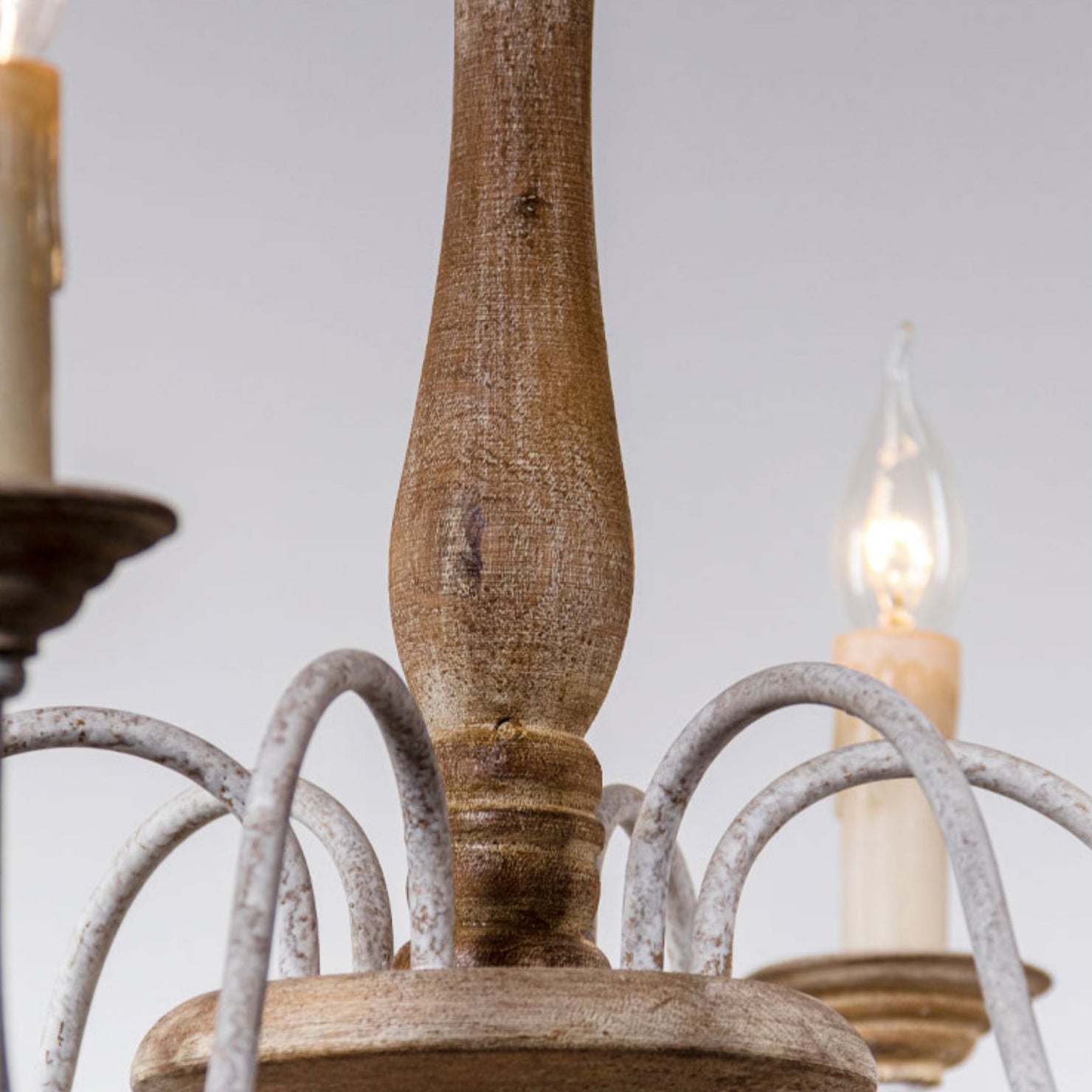 Syshaeth Vintage Industrial Hand-carved Wood Chandelier - Lamp Copper