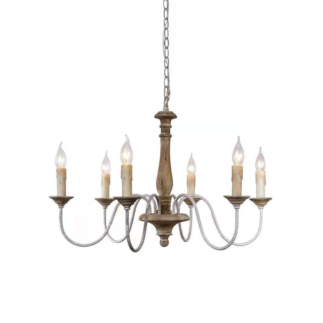 Syshaeth Vintage Industrial Hand-carved Wood Chandelier - Lamp Copper