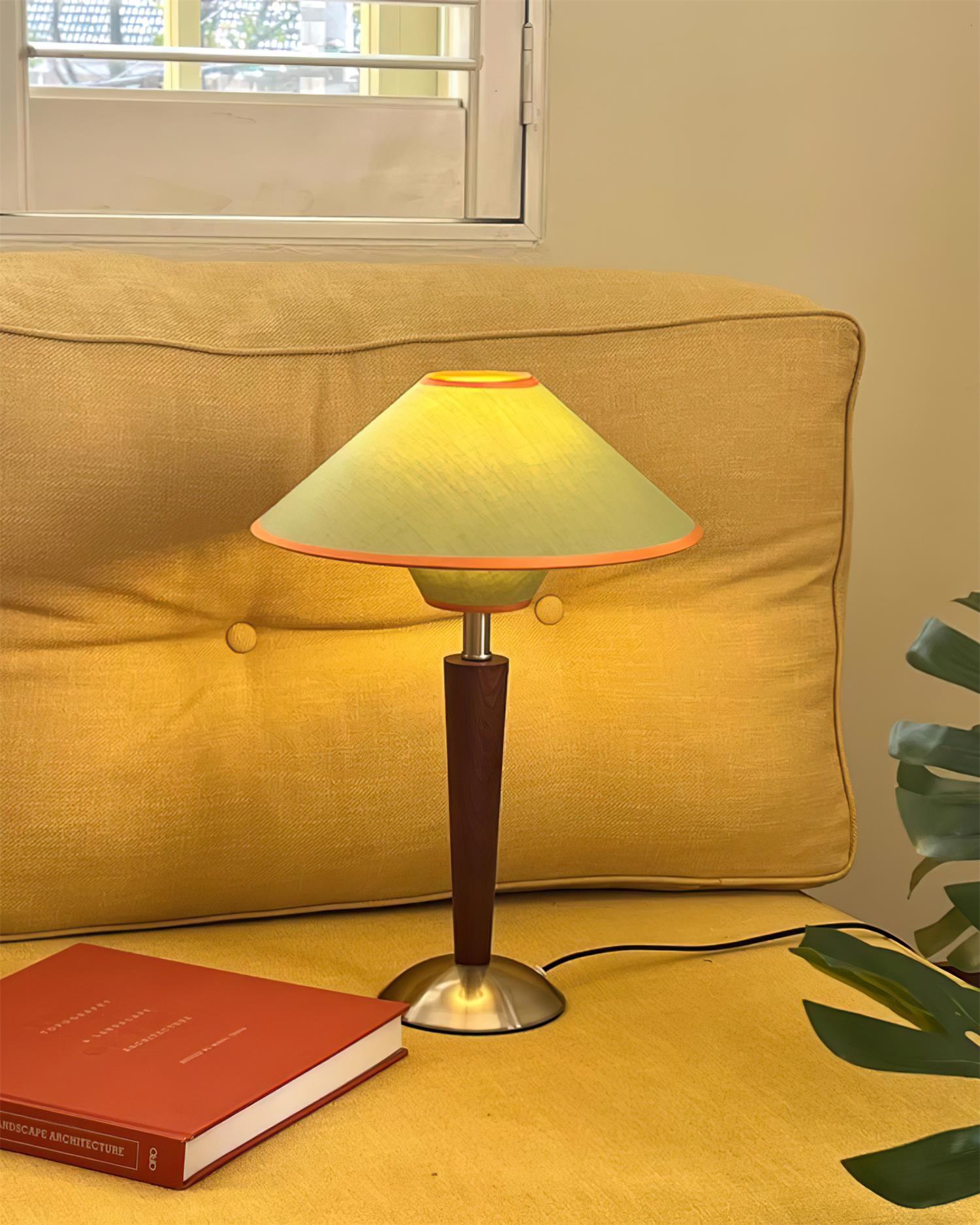Perzel Table Lamp Wood Stem Fabric Shade - Letslighting