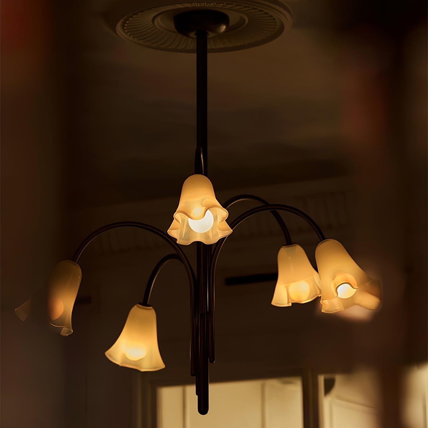 Aurora Chandelier Blossom Petal Glass Arms - Letslighting