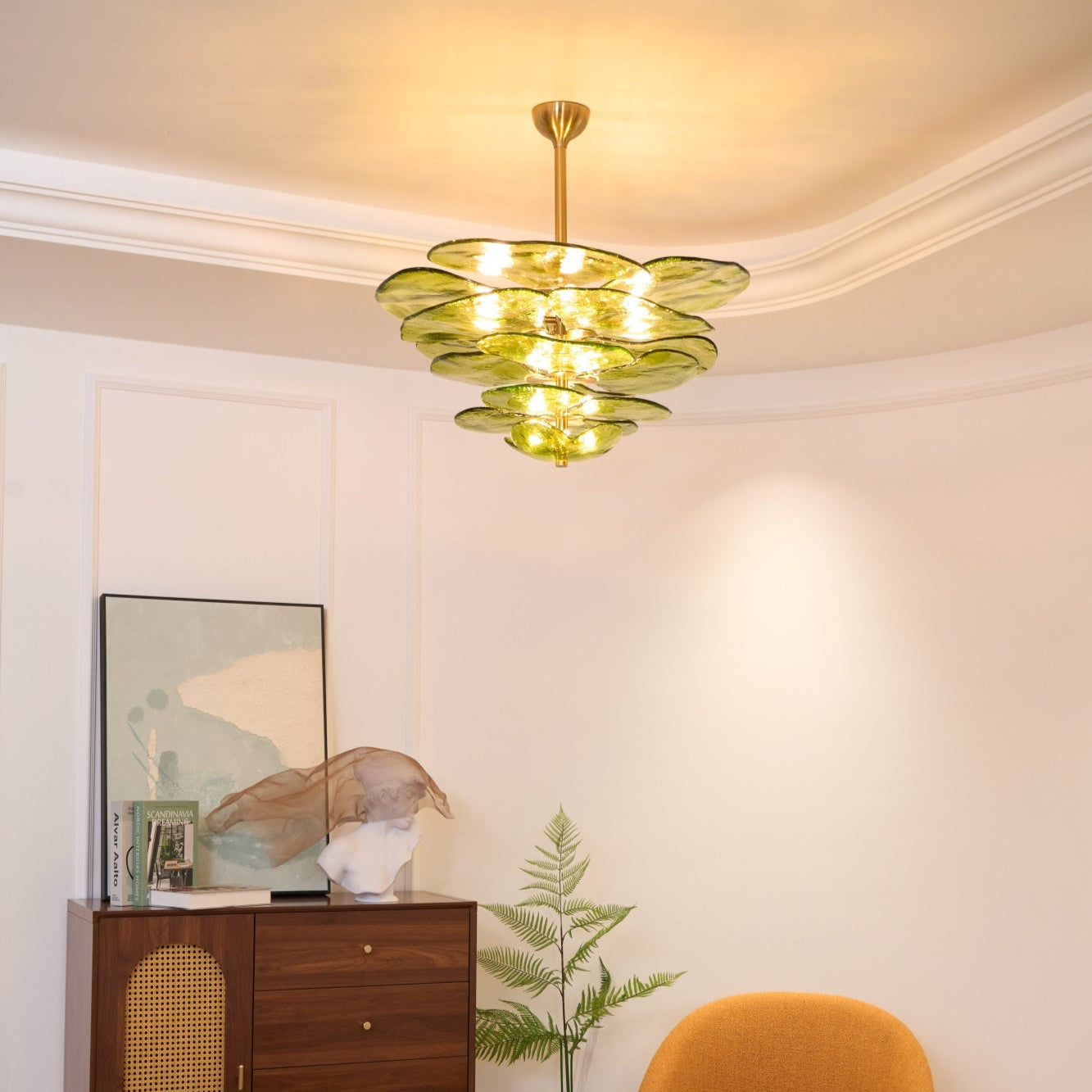 Aurora Chandelier Gold Murano Glass Petal Luxury - Blowlighting