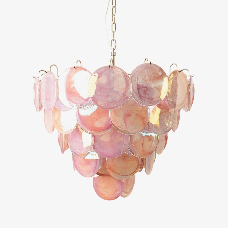 Aurora Chandelier Pink Murano Disc Layered - Letslighting