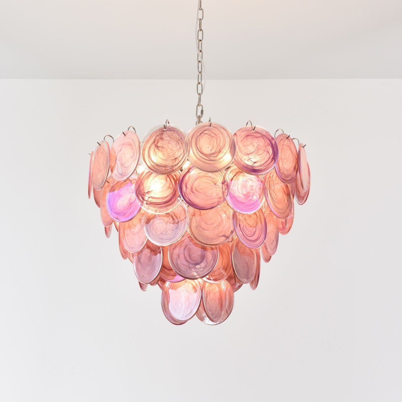 Aurora Chandelier Pink Murano Disc Layered - Letslighting