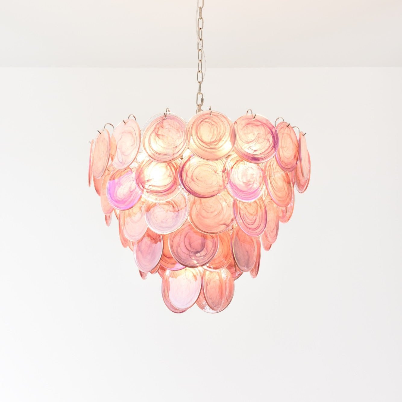 Aurora Chandelier Pink Murano Disc Layered - Letslighting