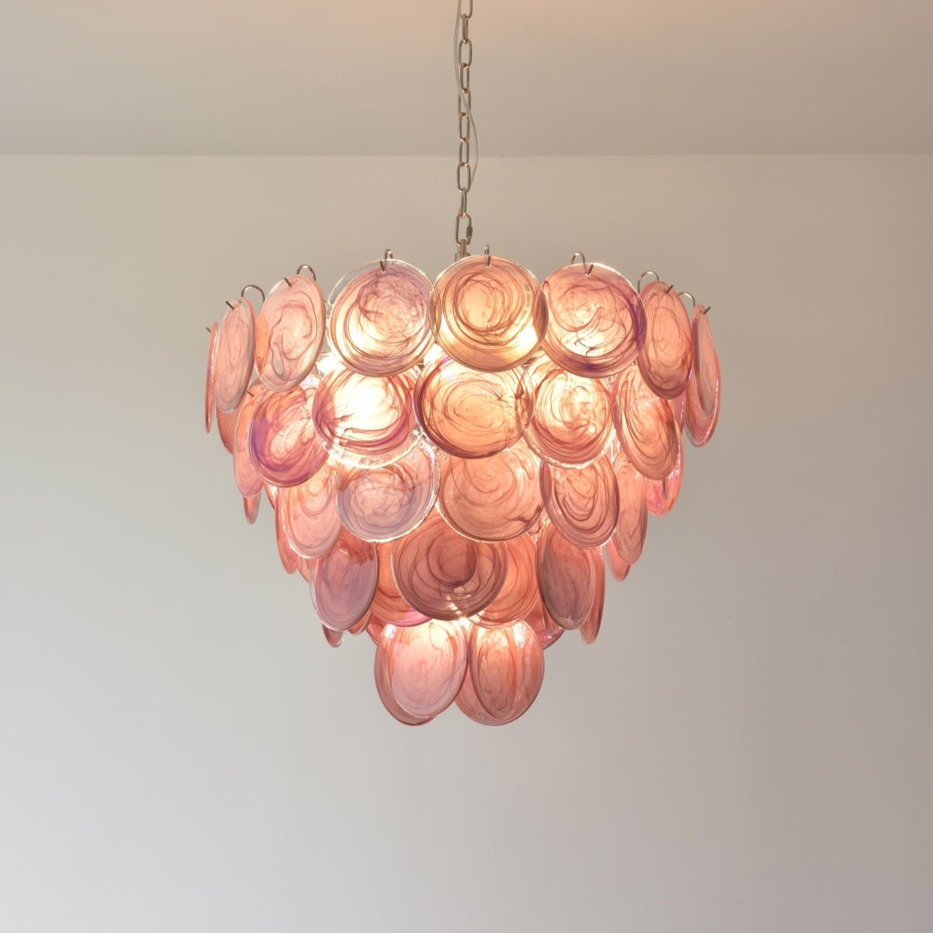 Aurora Chandelier Pink Murano Disc Layered - Letslighting
