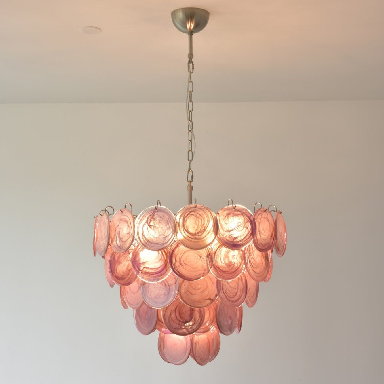 Aurora Chandelier Pink Murano Disc Layered - Letslighting