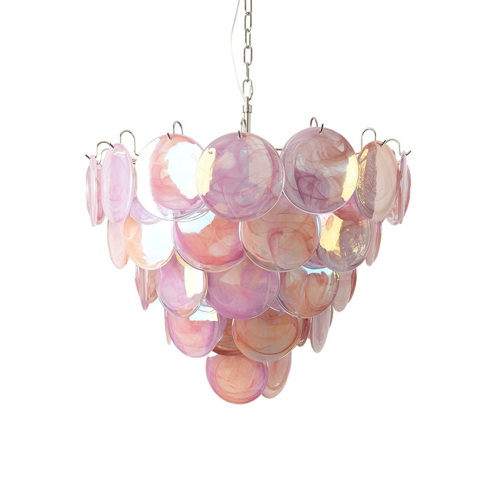 Aurora Chandelier Pink Murano Disc Layered - Letslighting