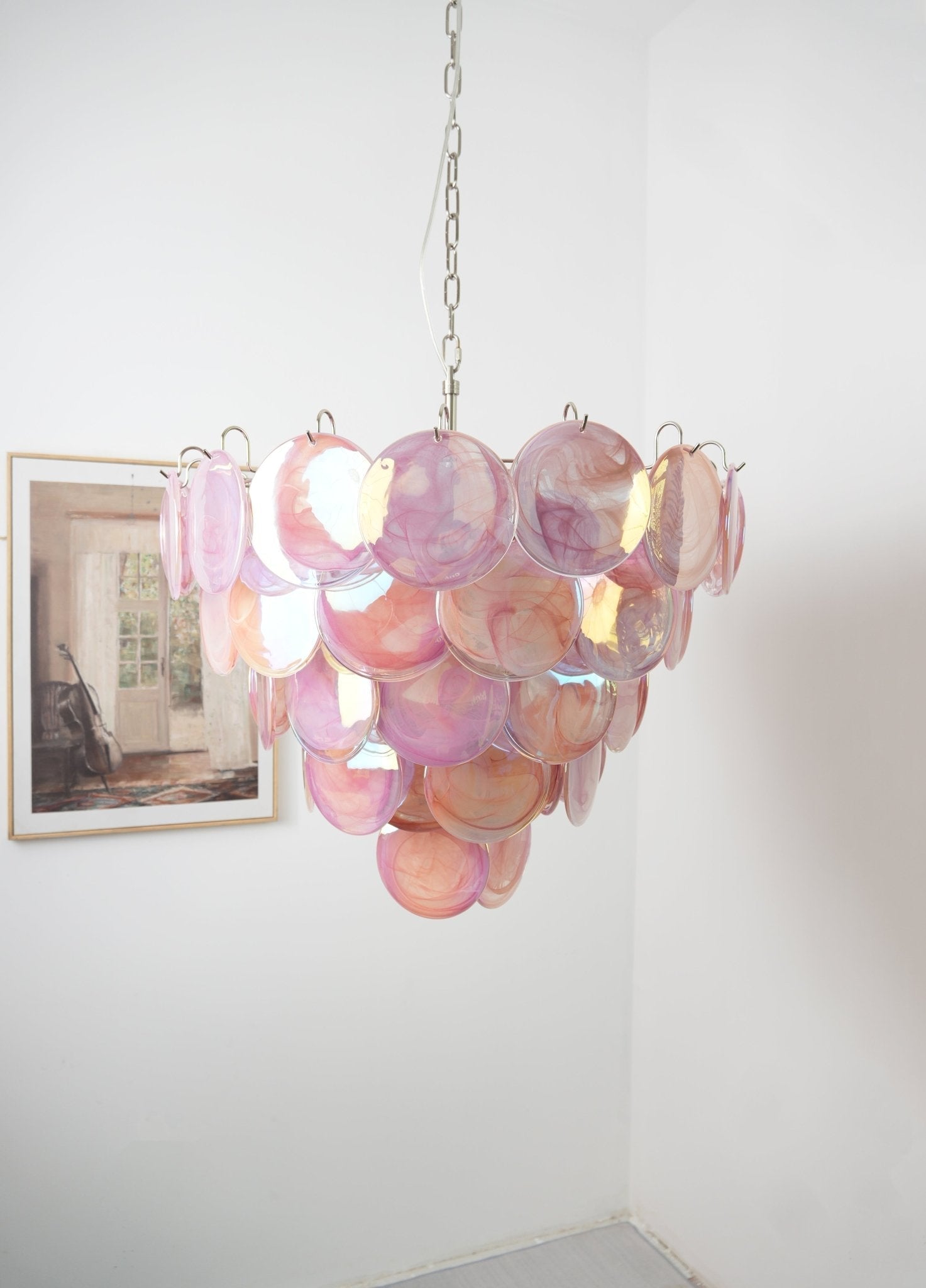 Aurora Chandelier Pink Murano Disc Layered - Letslighting