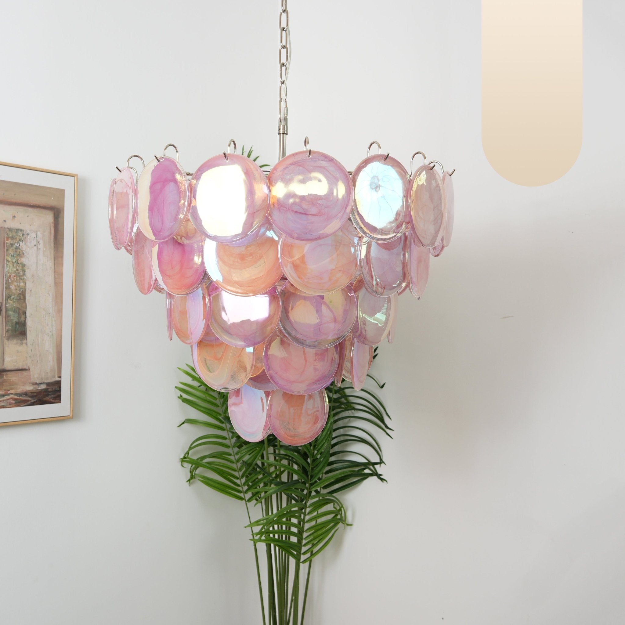 Aurora Chandelier Pink Murano Disc Layered - Letslighting