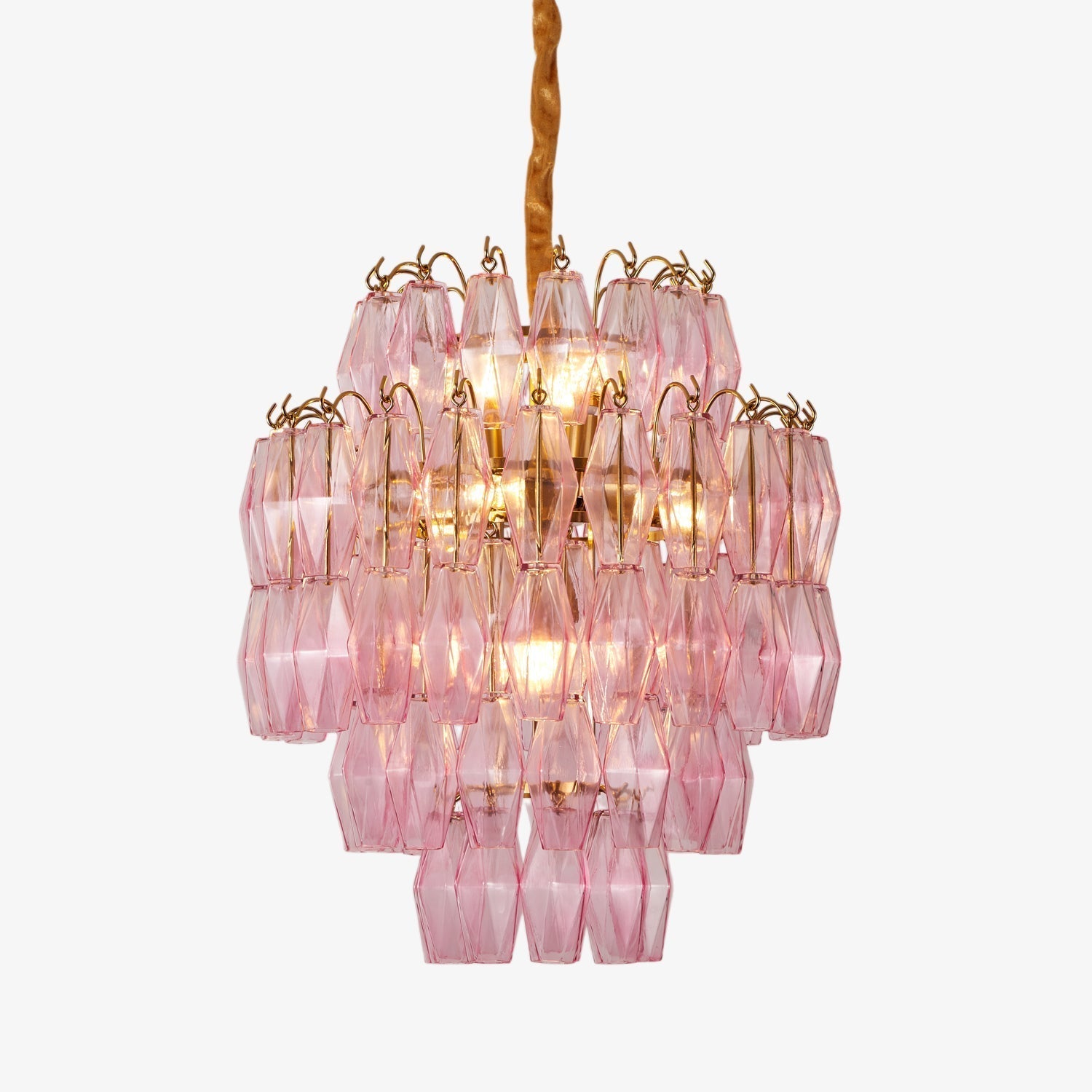 Aurora Chandelier Pink Murano Glass Layered Glam - Letslighting