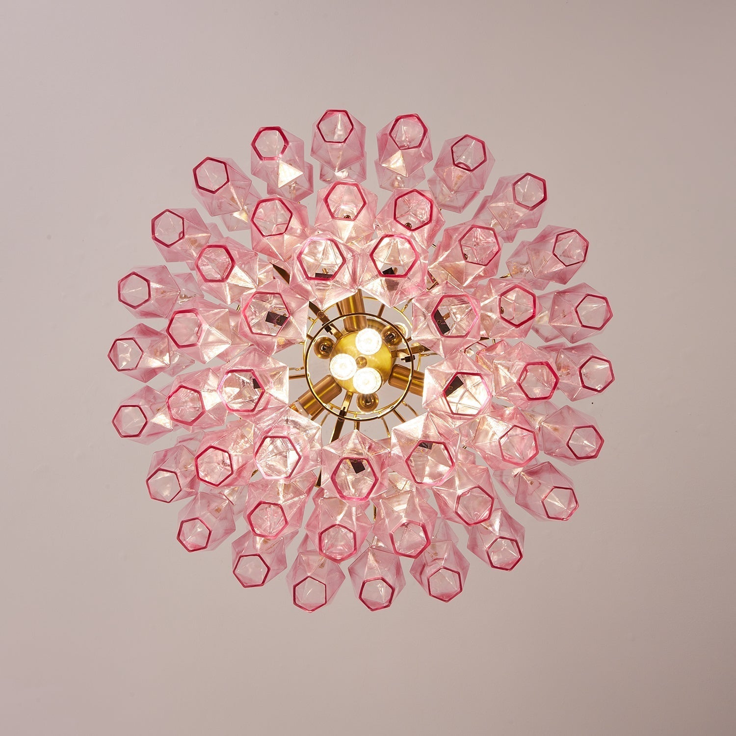 Aurora Chandelier Pink Murano Glass Layered Glam - Letslighting