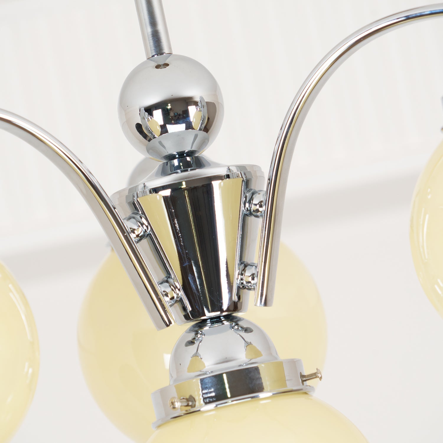 Salamanca Chandelier Pink Glass Globes Chrome Arcs Stylish - Letslighting