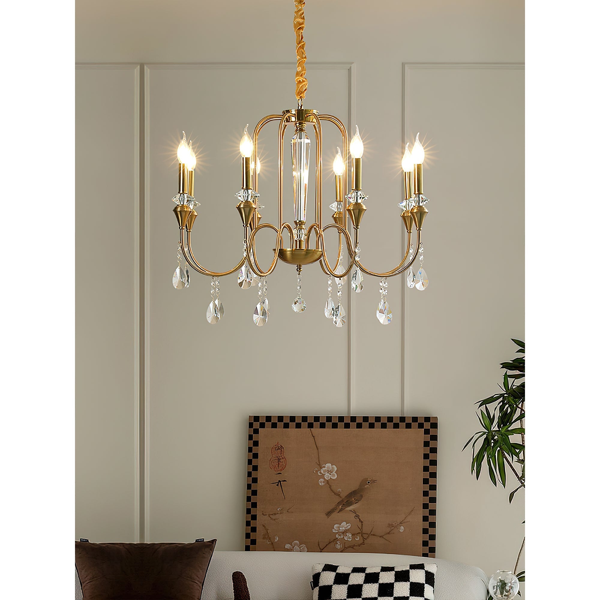 Ercararis Vintage Industrial Brass Crystal Chandelier - Lamp Copper