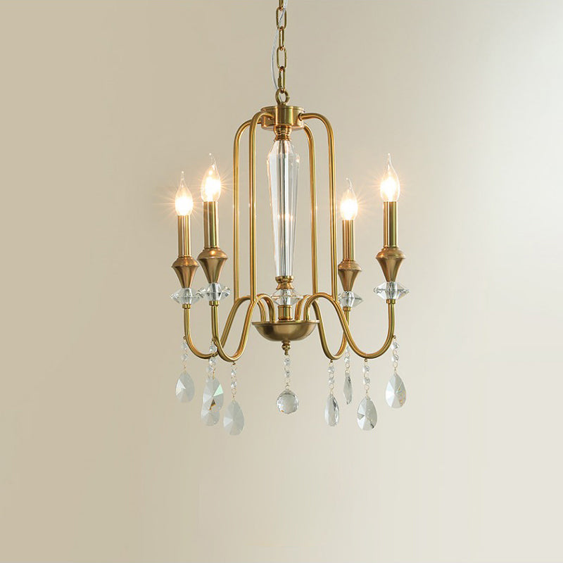Ercararis Vintage Industrial Brass Crystal Chandelier - Lamp Copper