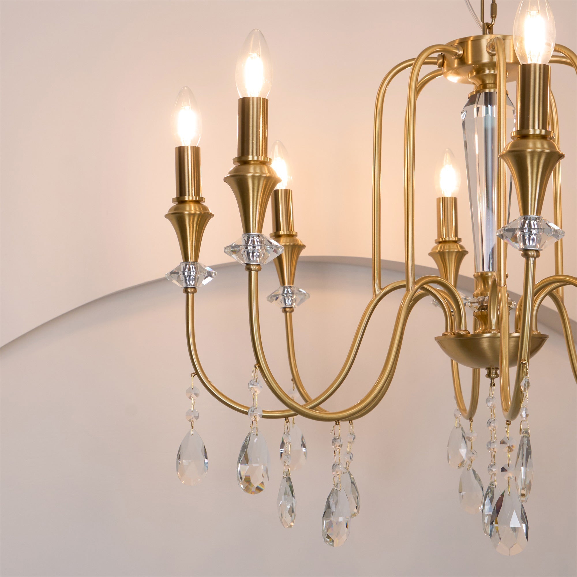 Ercararis Vintage Industrial Brass Crystal Chandelier - Lamp Copper