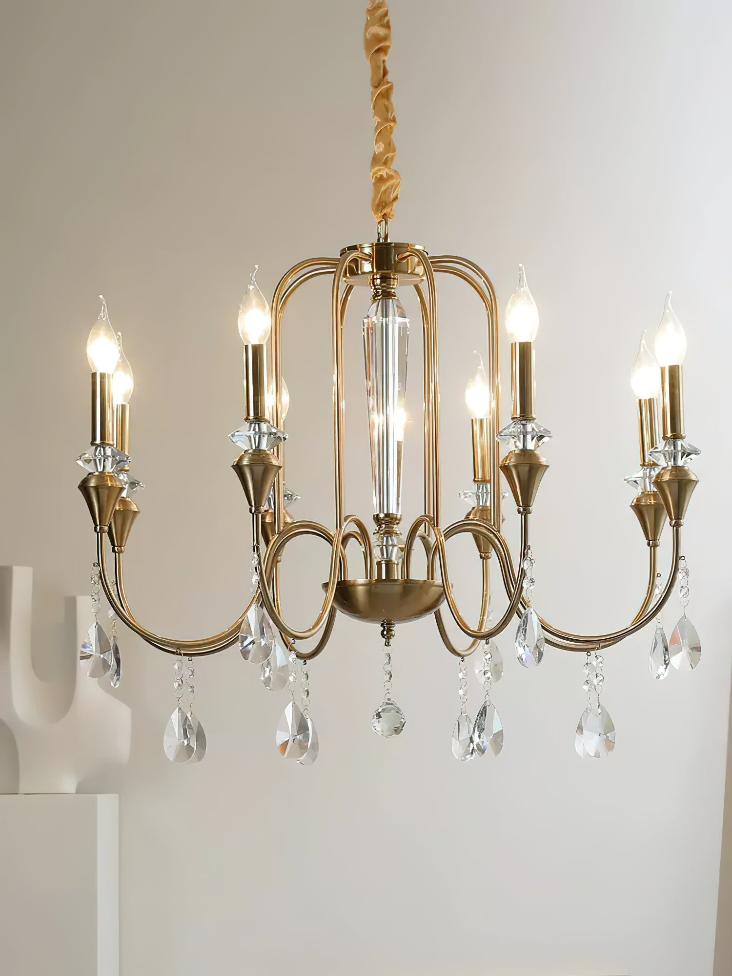 Ercararis Vintage Industrial Brass Crystal Chandelier - Lamp Copper