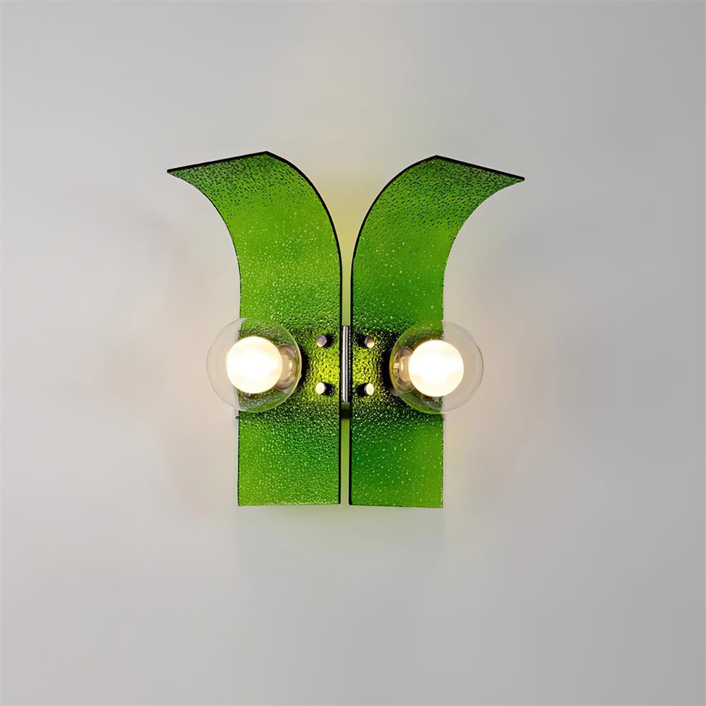 Wall Light Textured Glass Panels Dual Globes Art Deco - Letslighting