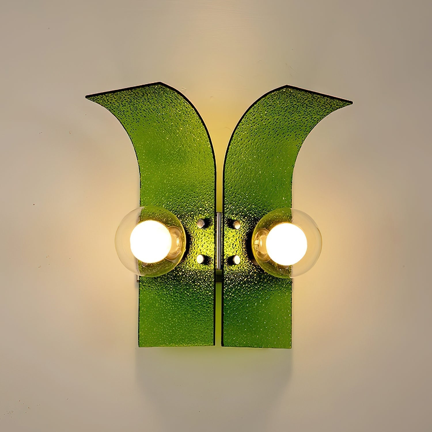 Wall Light Textured Glass Panels Dual Globes Art Deco - Letslighting