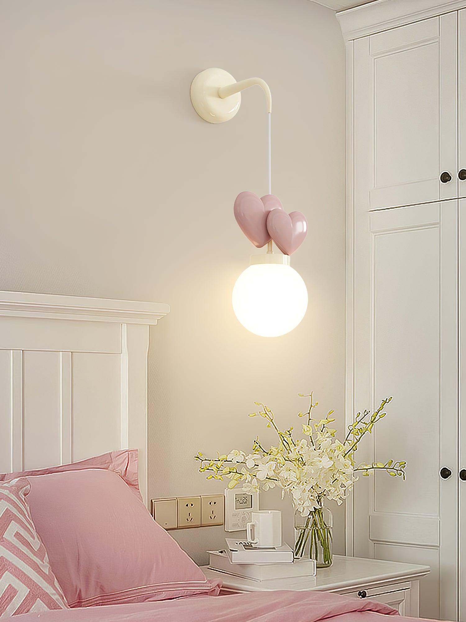Wall Lamp Resin Heart Cluster Glass Globe Mount Romantic - Letslighting