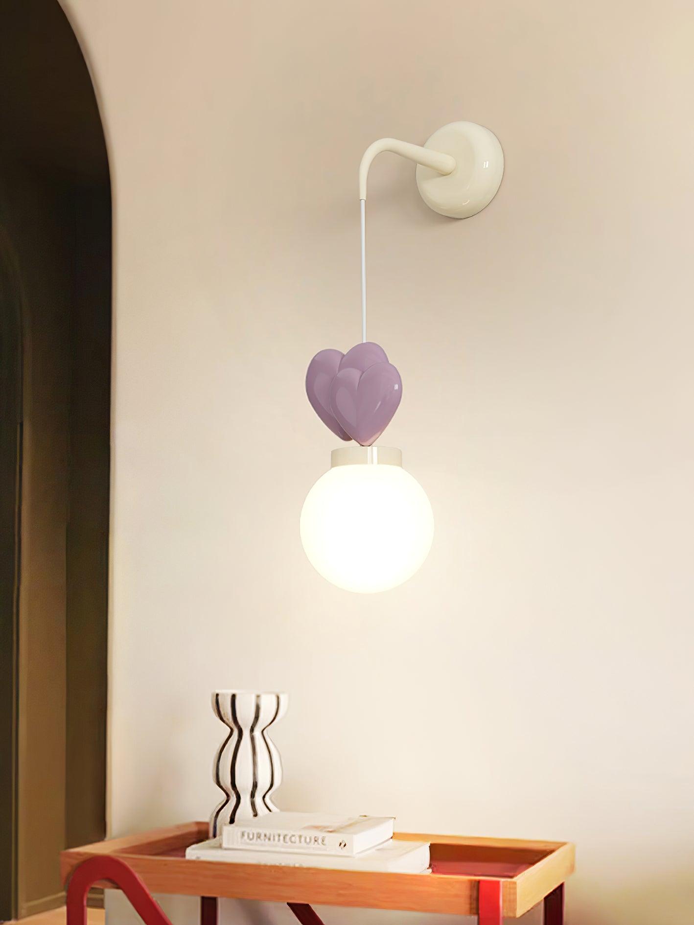 Wall Lamp Resin Heart Cluster Glass Globe Mount Romantic - Letslighting