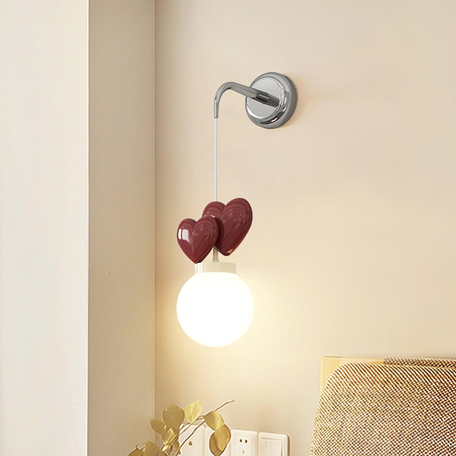 Wall Lamp Resin Heart Cluster Glass Globe Mount Romantic - Letslighting