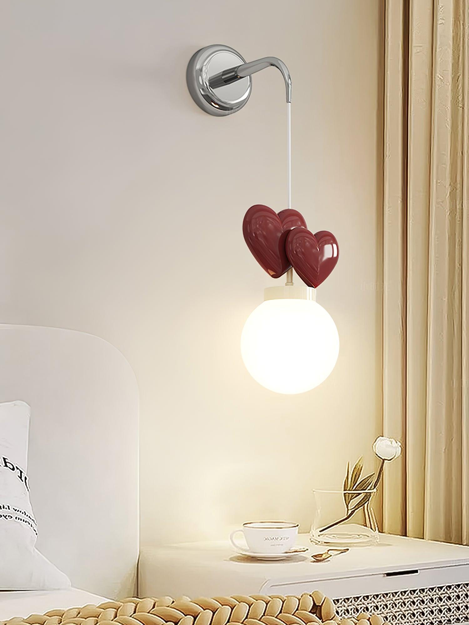 Wall Lamp Resin Heart Cluster Glass Globe Mount Romantic - Letslighting