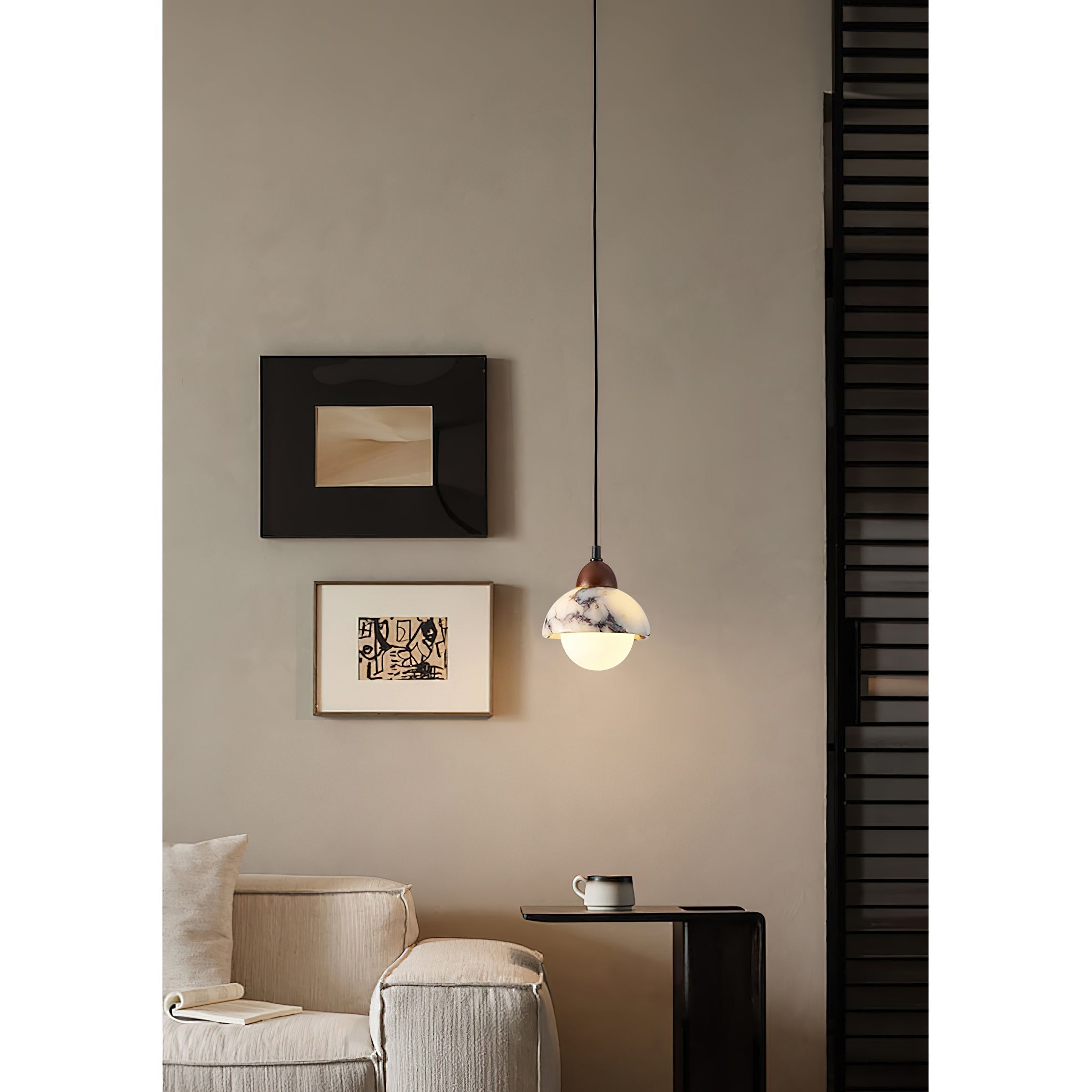 Vilaeisra Modern Minimalist Wooden Marble Pendant Lamp - Lamp Copper