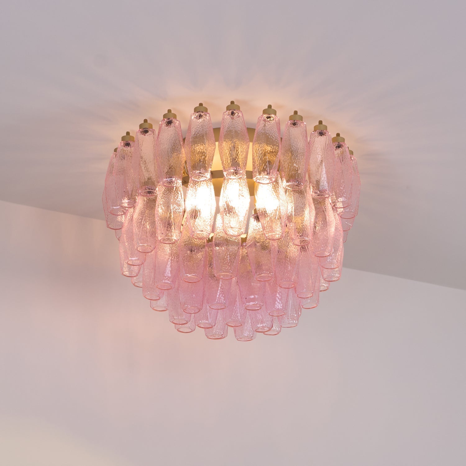 Aurora Ceiling Lamp Poliedri Pink Murano Glass Layered Flush Mount - Letslighting