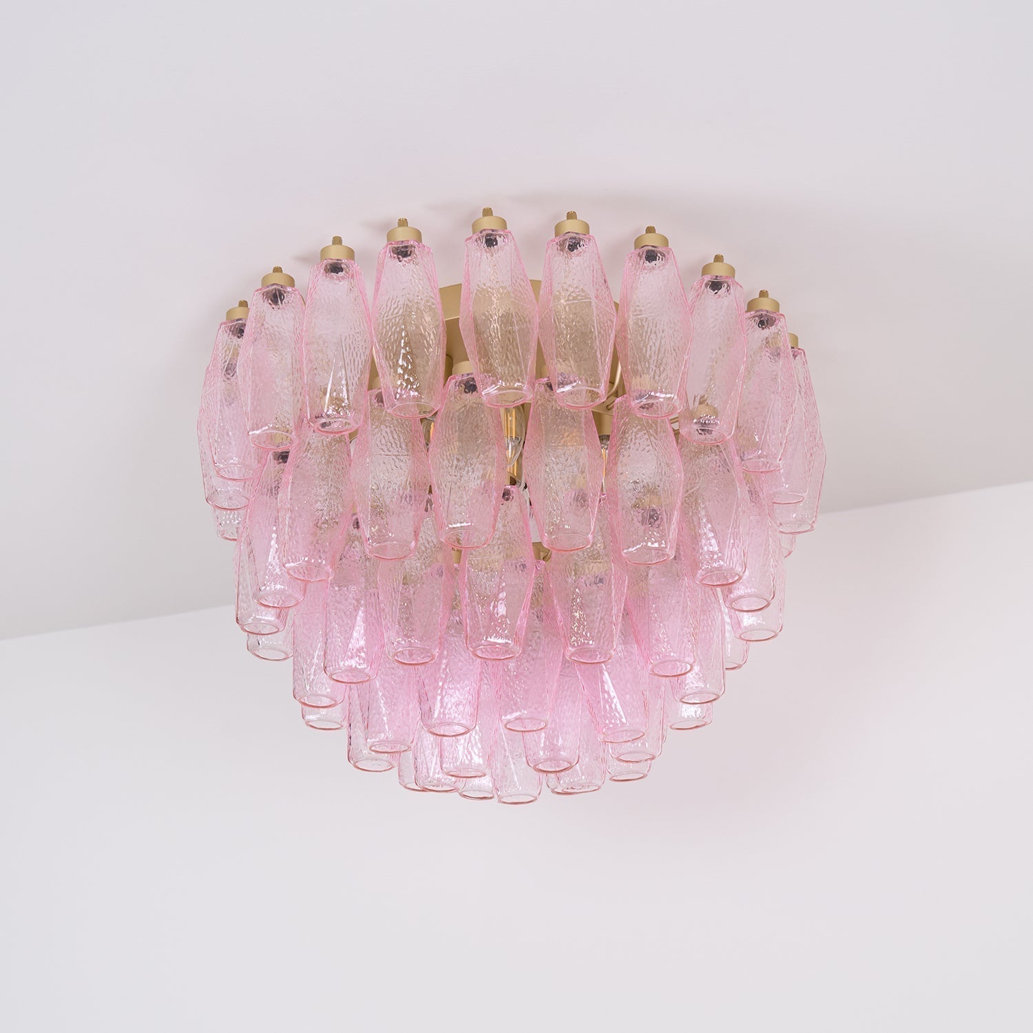 Aurora Ceiling Lamp Poliedri Pink Murano Glass Layered Flush Mount - Letslighting