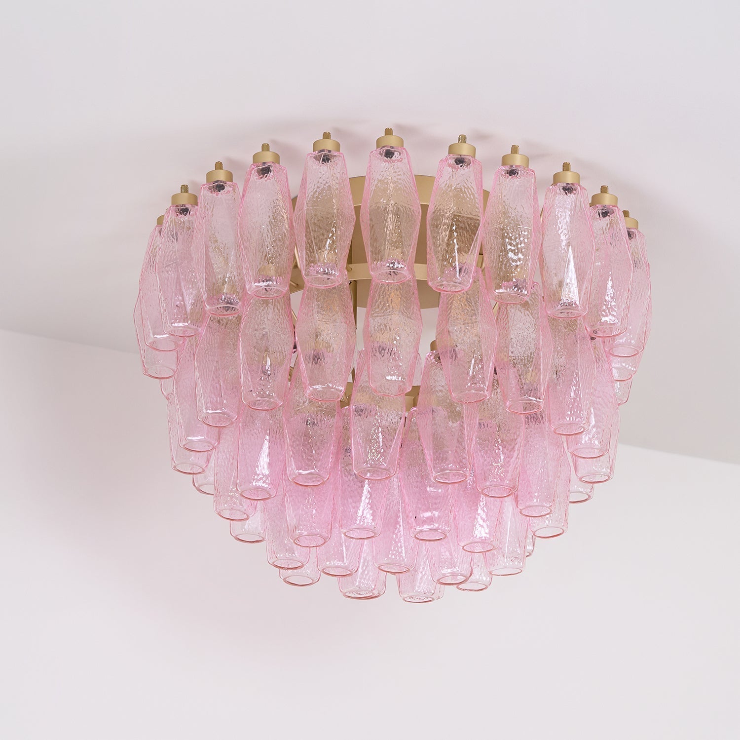 Aurora Ceiling Lamp Poliedri Pink Murano Glass Layered Flush Mount - Letslighting