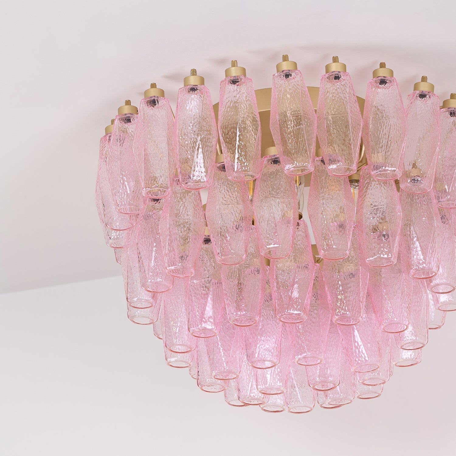 Aurora Ceiling Lamp Poliedri Pink Murano Glass Layered Flush Mount - Letslighting