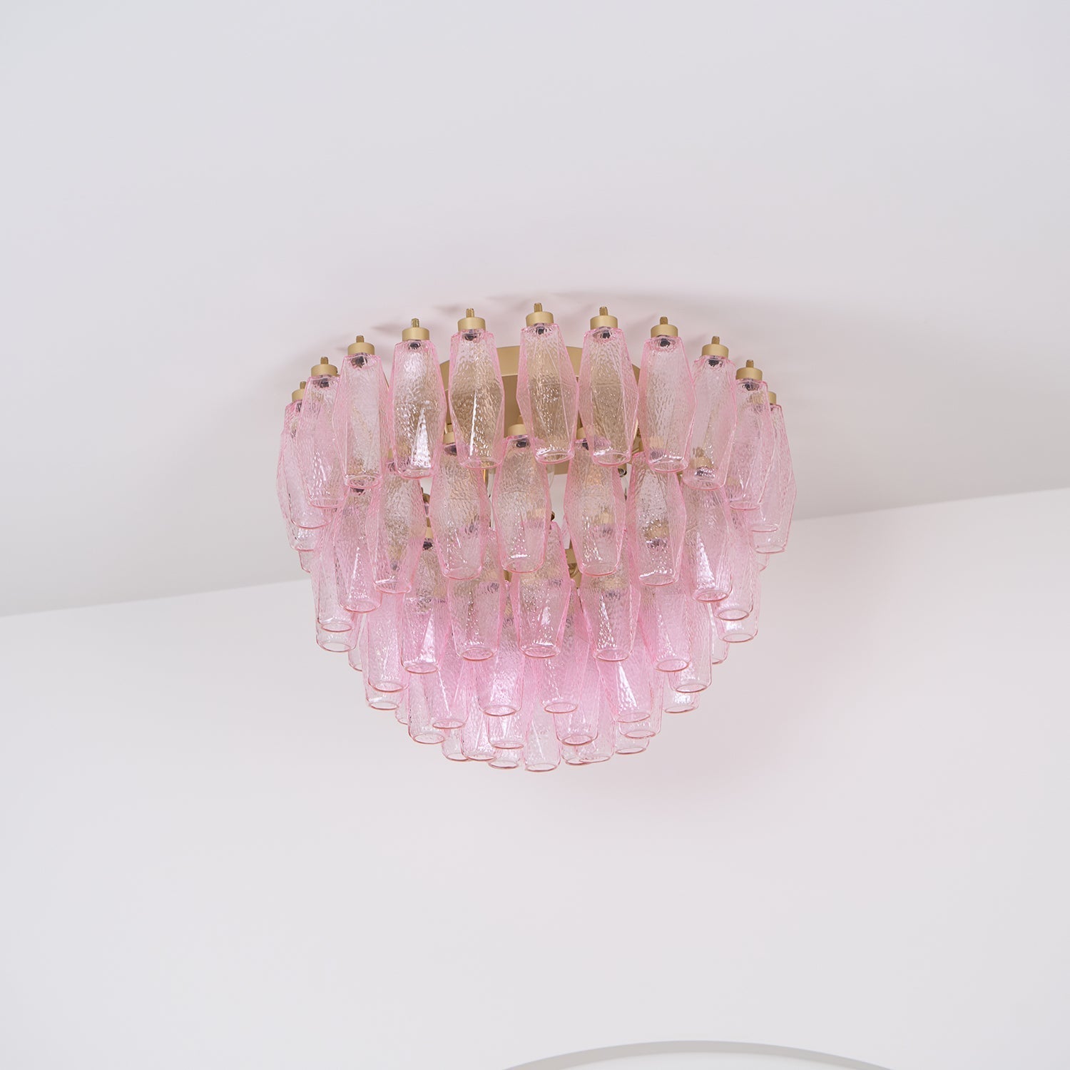 Aurora Ceiling Lamp Poliedri Pink Murano Glass Layered Flush Mount - Letslighting