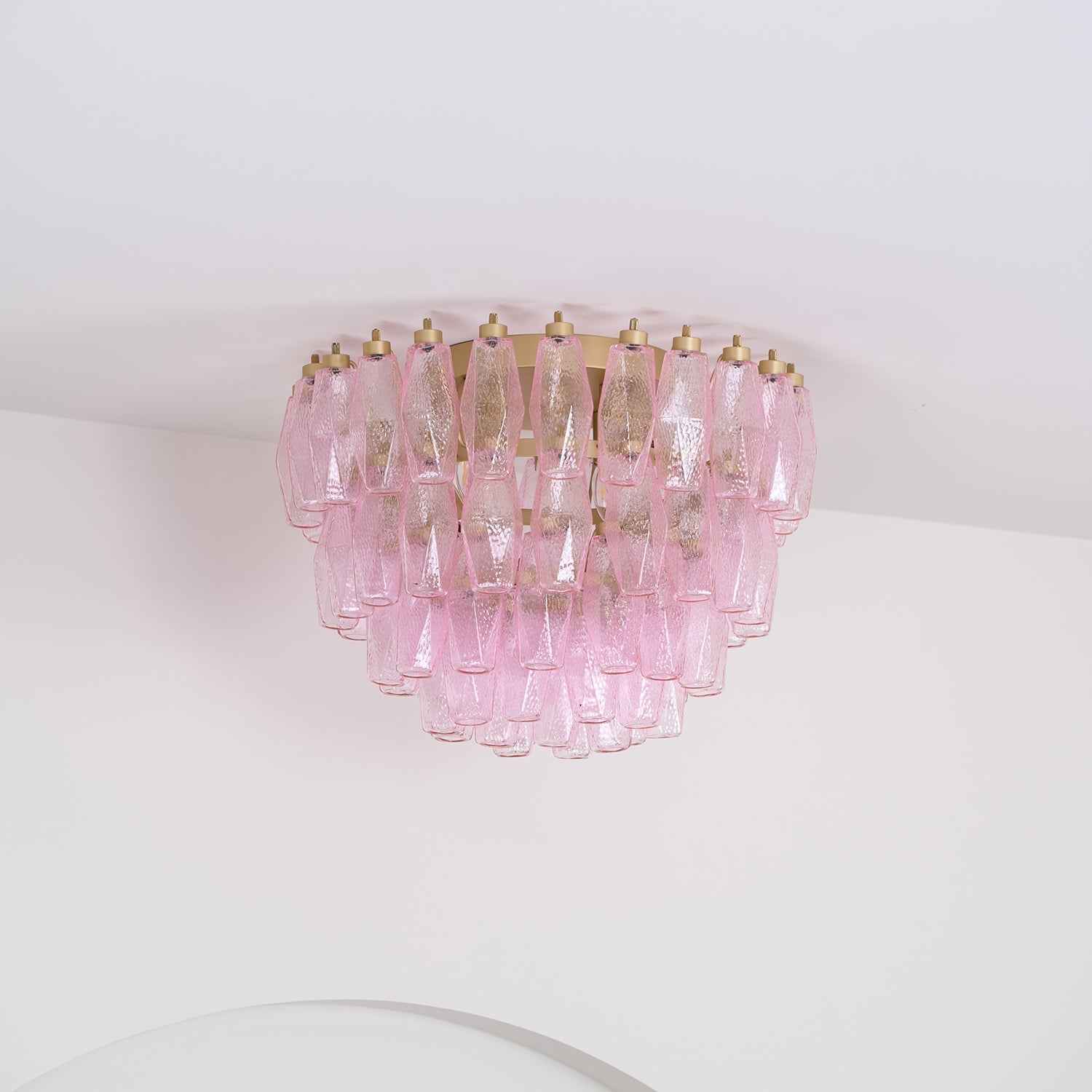 Aurora Ceiling Lamp Poliedri Pink Murano Glass Layered Flush Mount - Letslighting