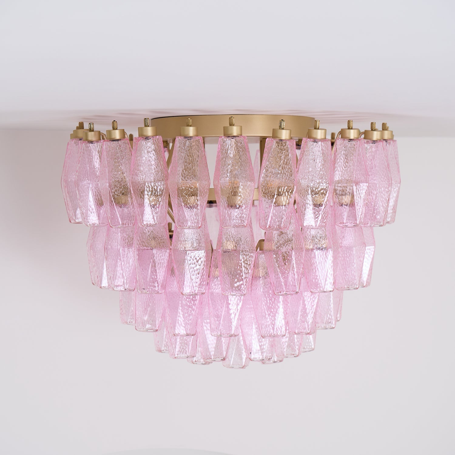 Aurora Ceiling Lamp Poliedri Pink Murano Glass Layered Flush Mount - Letslighting