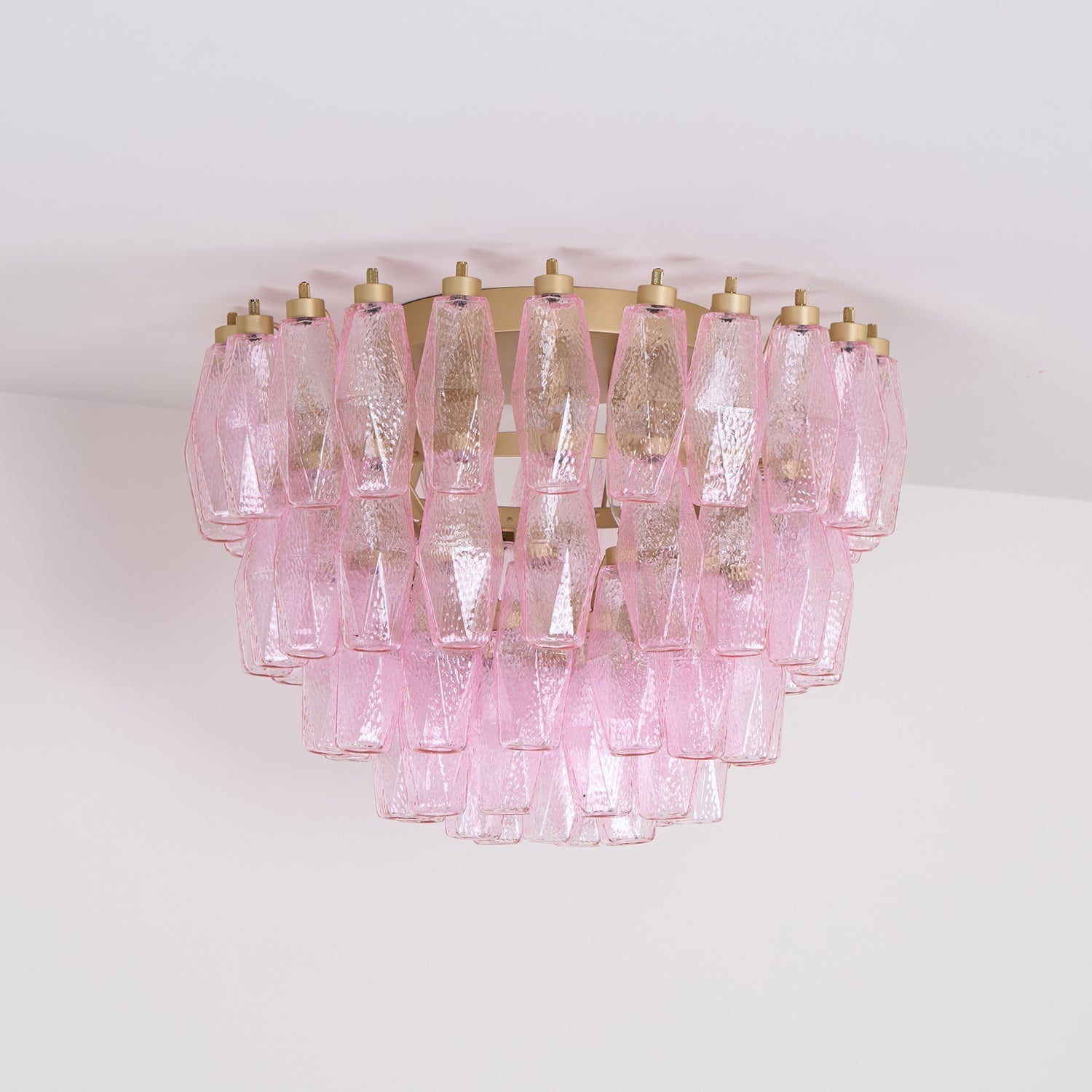 Aurora Ceiling Lamp Poliedri Pink Murano Glass Layered Flush Mount - Letslighting