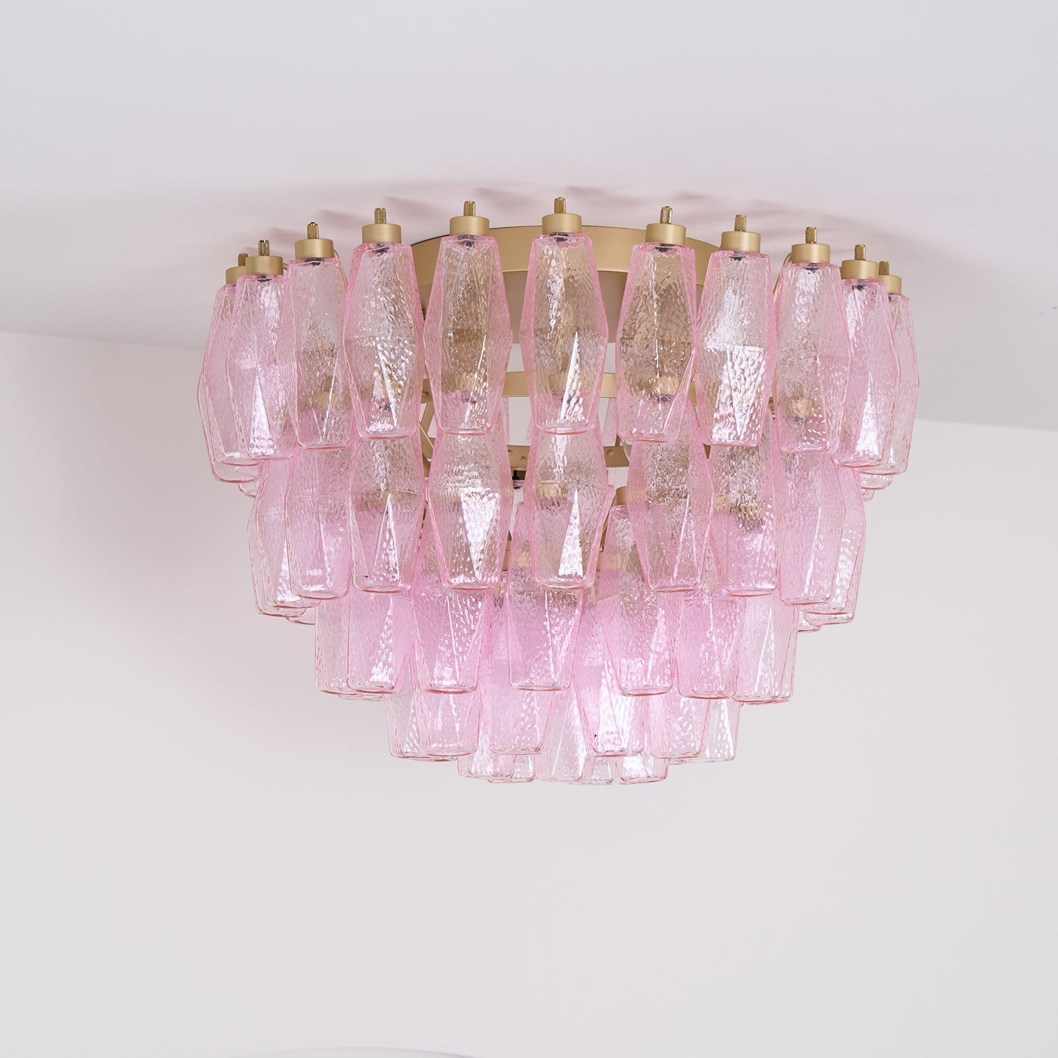 Aurora Ceiling Lamp Poliedri Pink Murano Glass Layered Flush Mount - Letslighting
