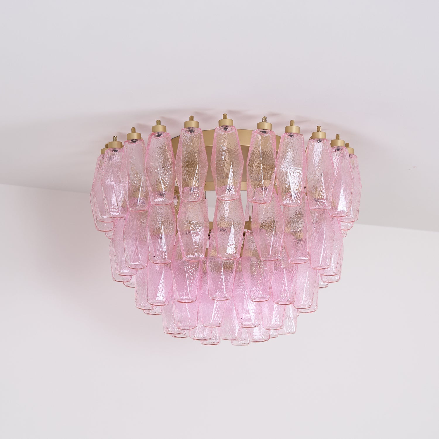 Aurora Ceiling Lamp Poliedri Pink Murano Glass Layered Flush Mount - Letslighting
