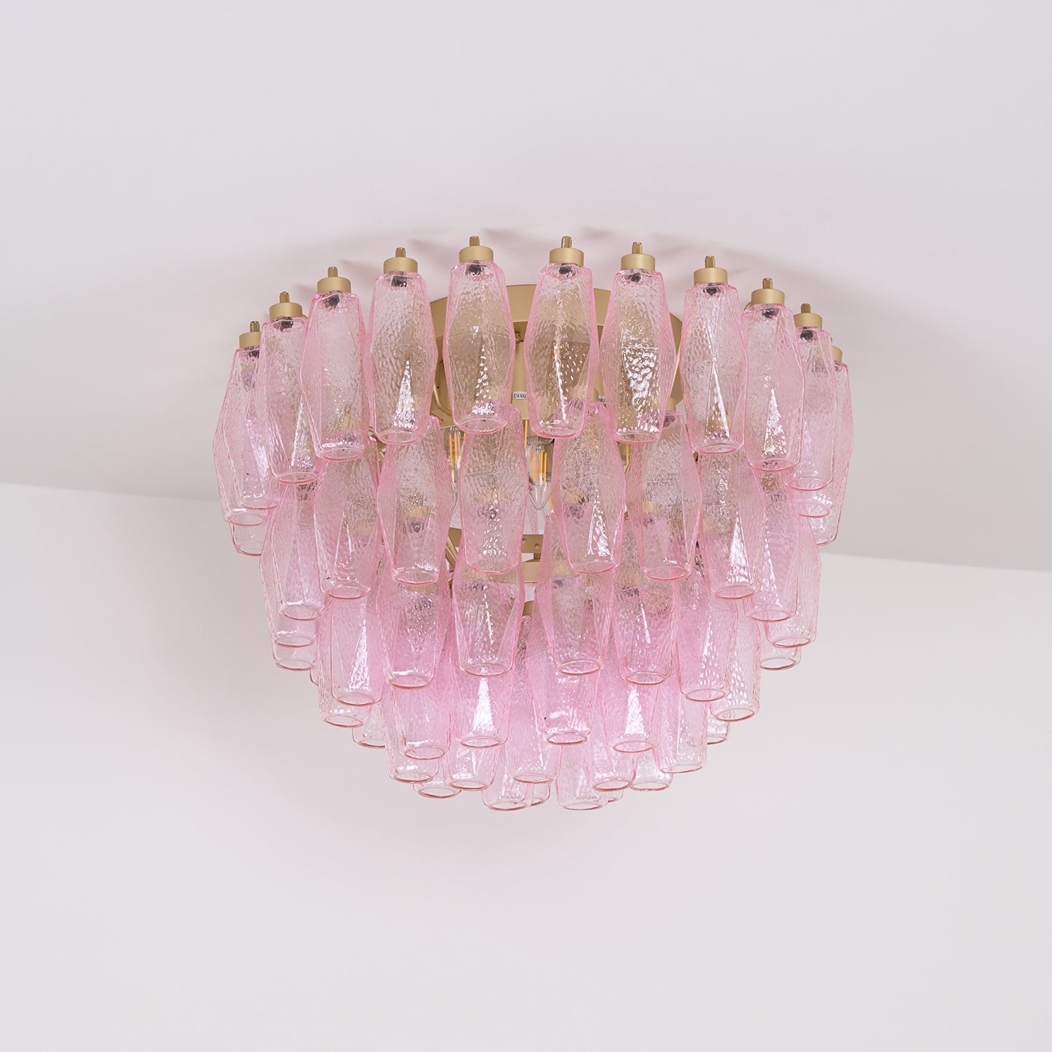Aurora Ceiling Lamp Poliedri Pink Murano Glass Layered Flush Mount - Letslighting