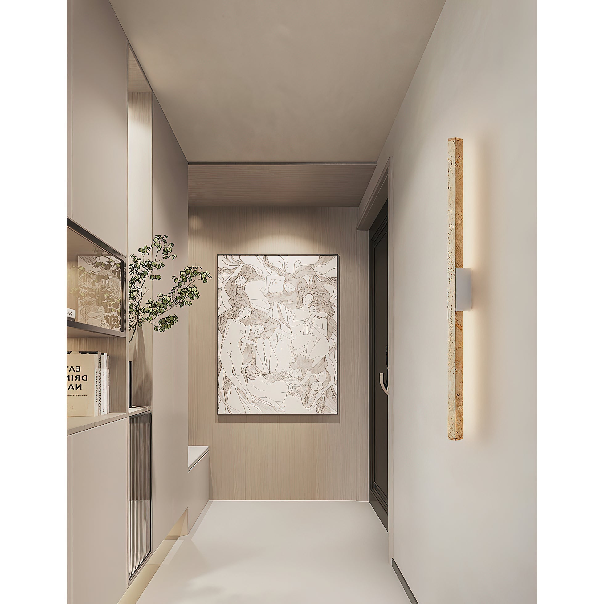 Vivyna Modern Minimalist Travertine Wall Lamp - Lamp Copper