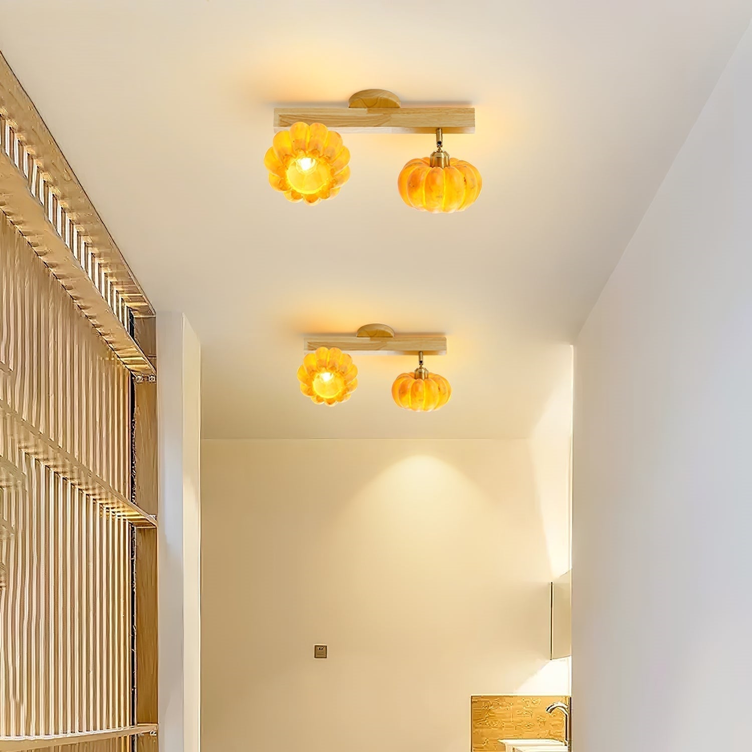 Muto Plafonnier Moderne Bois Résine Chambre à Coucher Couloir