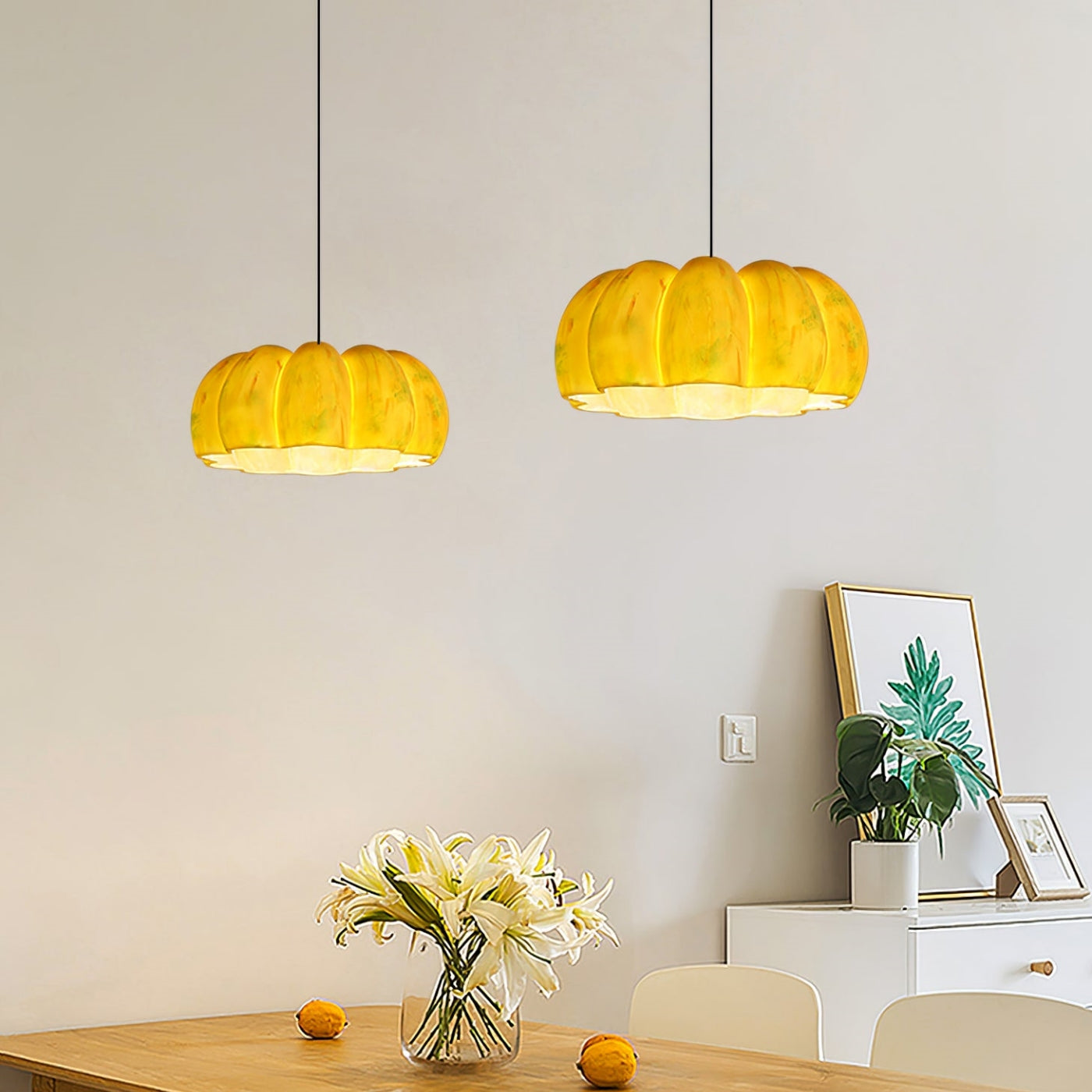Arisha Citrouille Suspension Jaune Résin Chambre à Coucher Salle à Manger