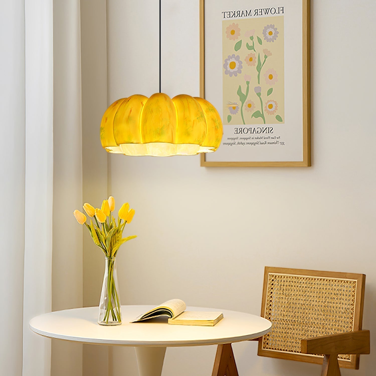 Arisha Citrouille Suspension Jaune Résin Chambre à Coucher Salle à Manger