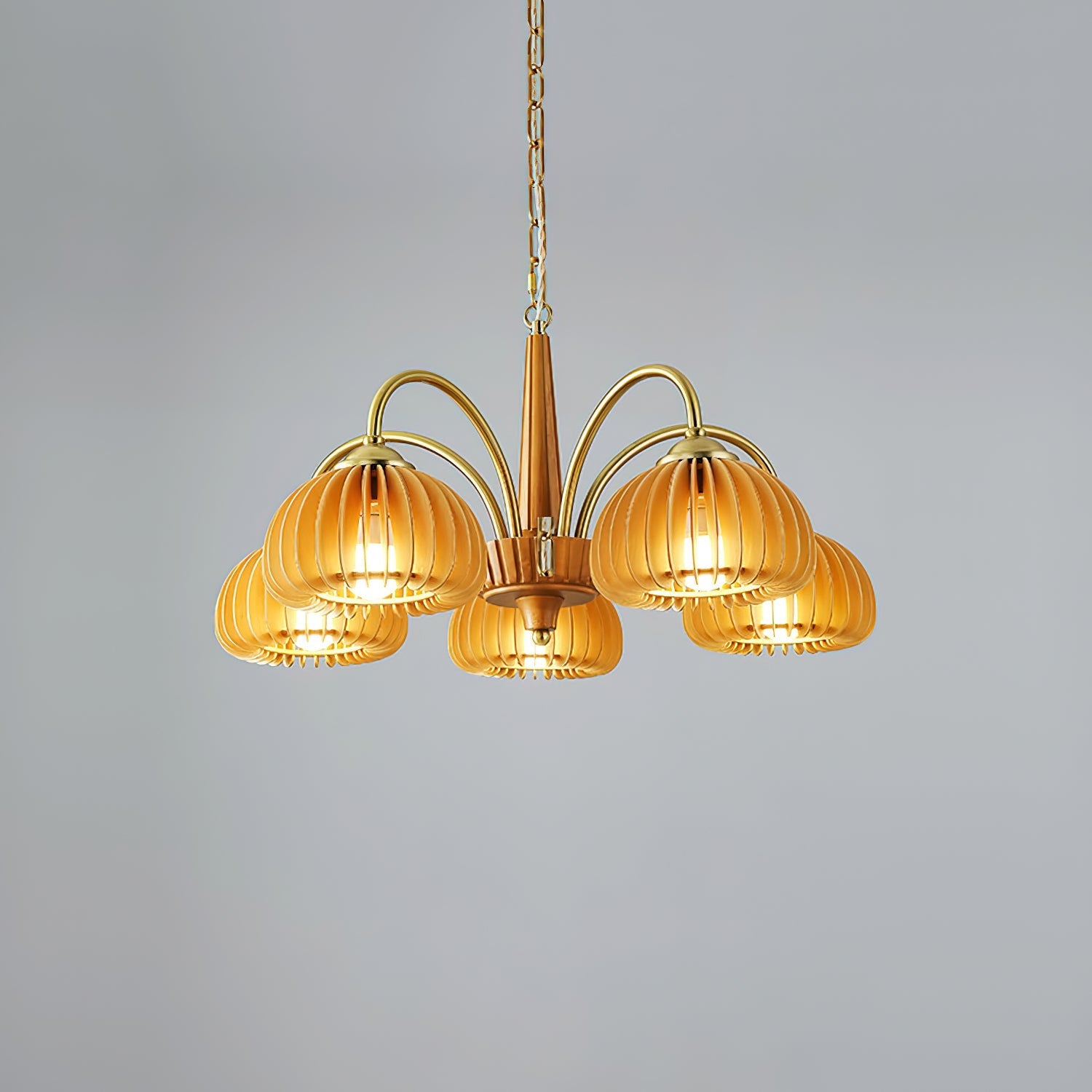 Autumn Glow Pumpkin Wooden Chandelier - Letslighting