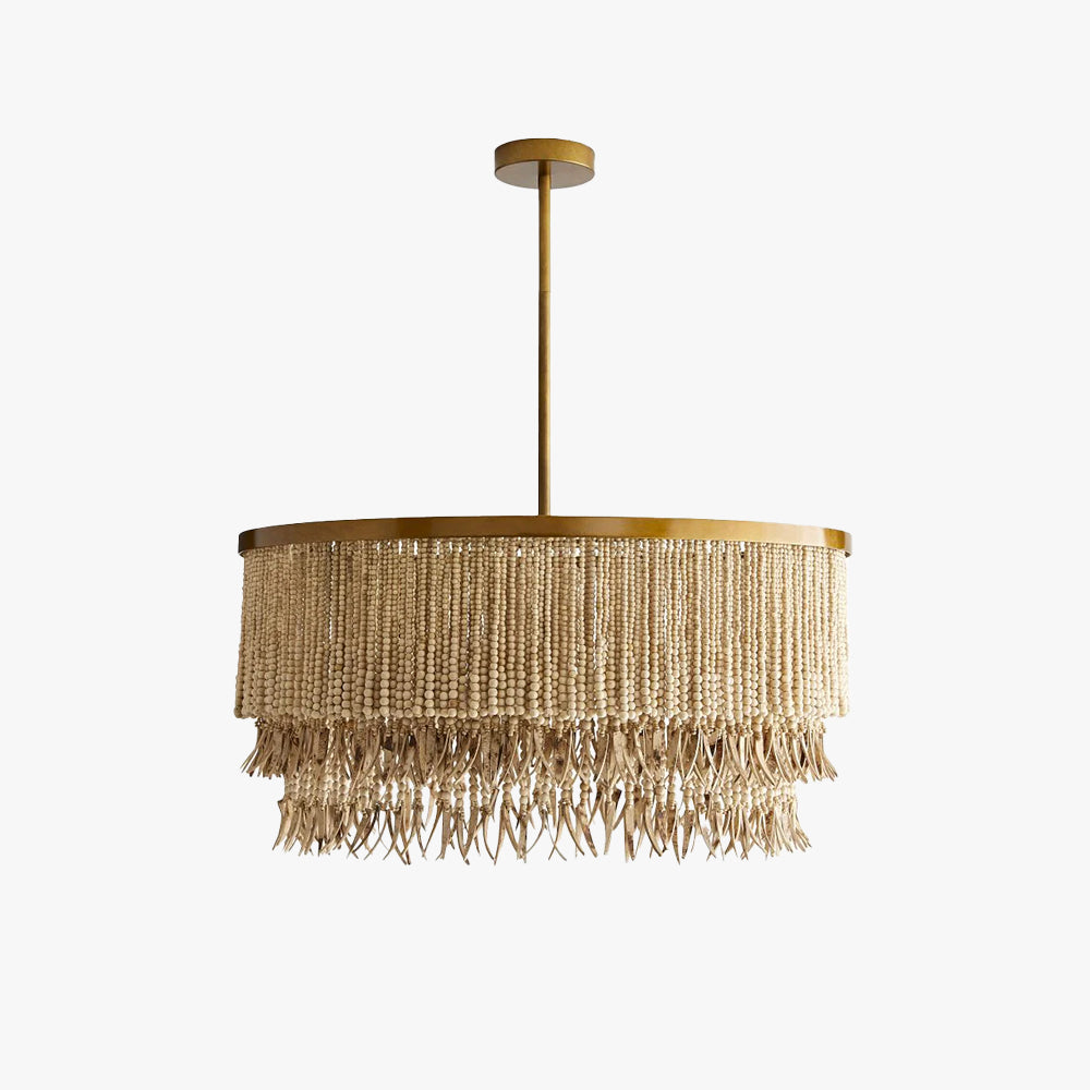 Kristy Natural Wood Black Pendant Light Dining Room Bedroom