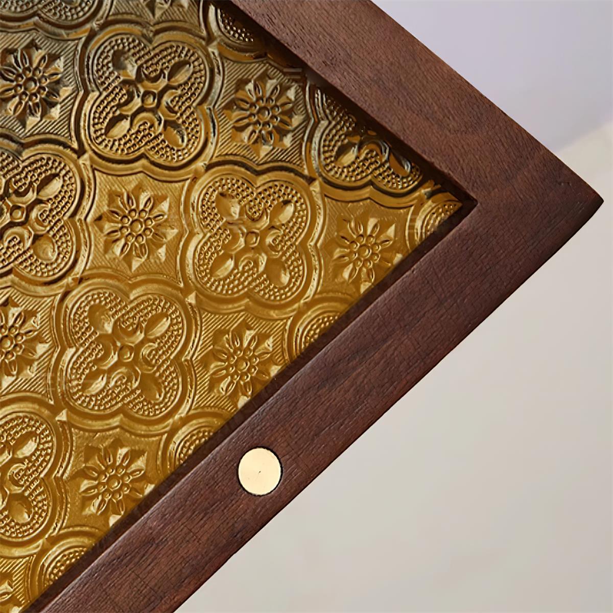 Radia Ceiling Lamp Wooden Frame Glass Panels Geometric - Letslighting