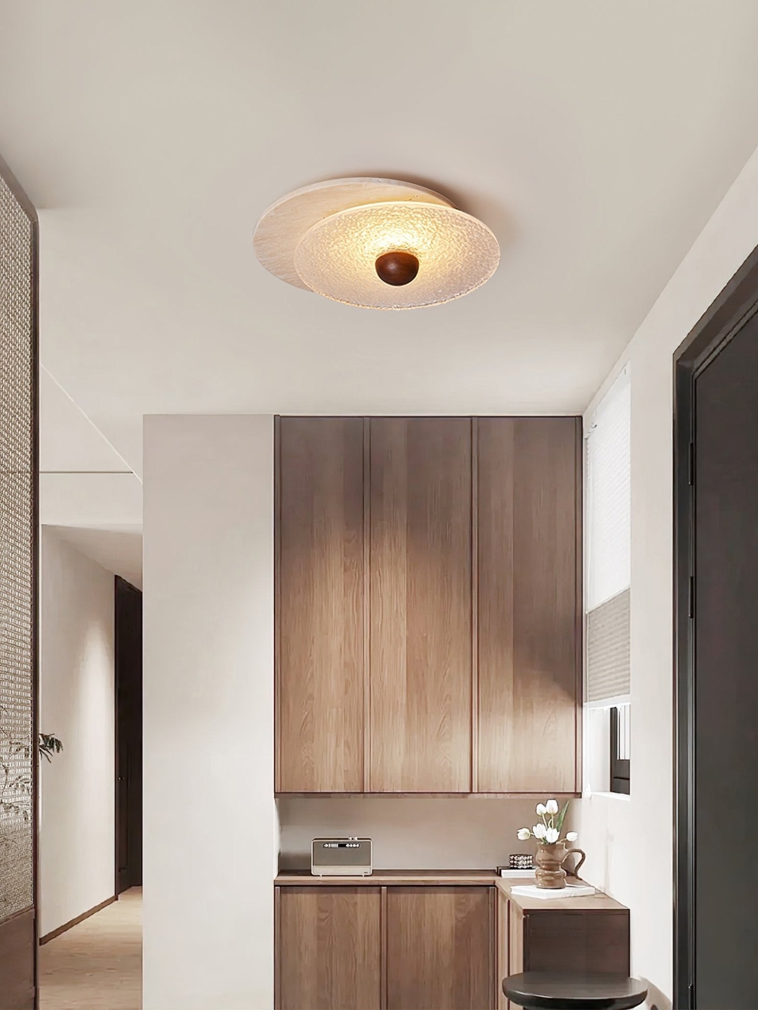 Orlora Circular Travertine Ceiling Light - Letslighting
