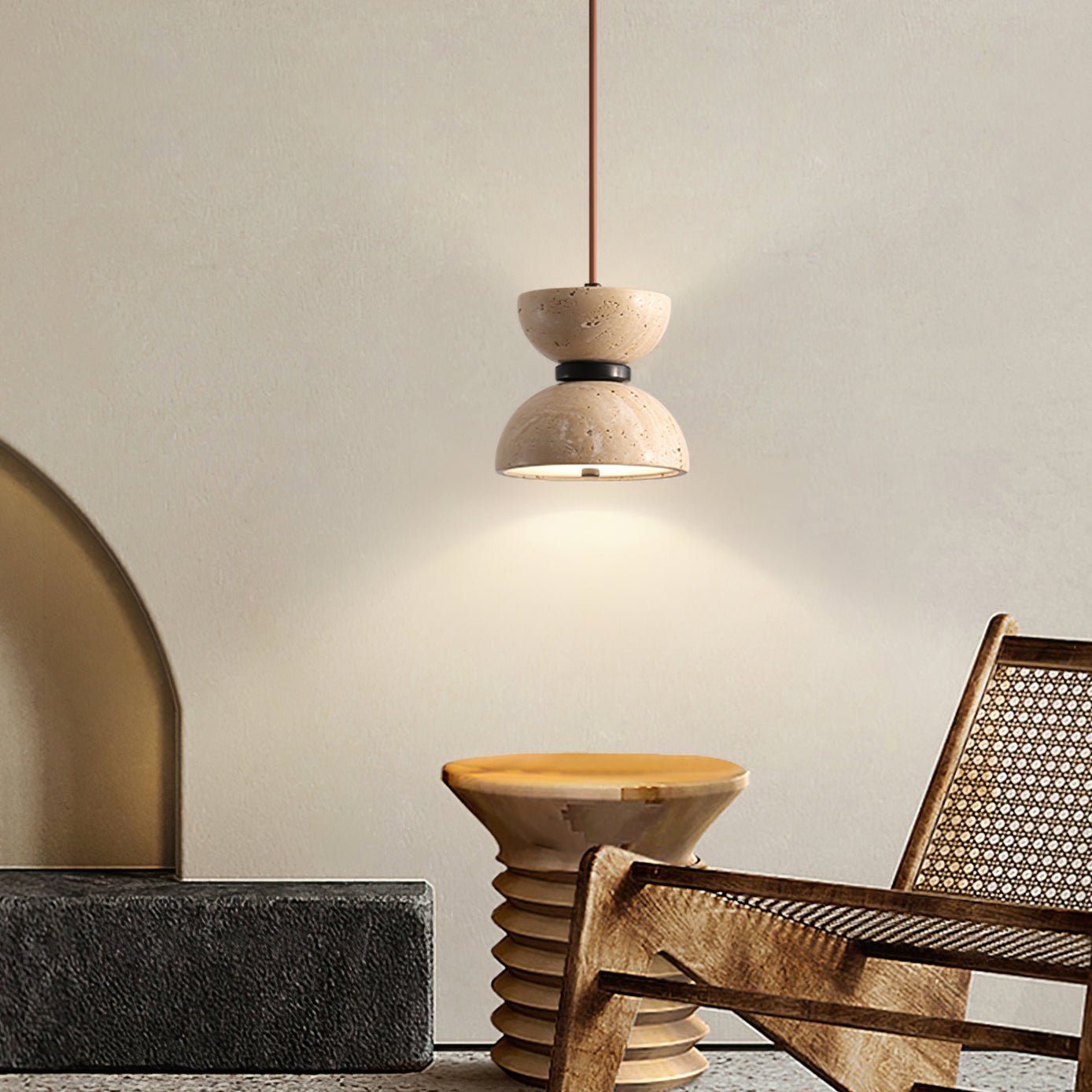 Tersus Travertine Hourglass Pendant Light Double-dome - Letslighting