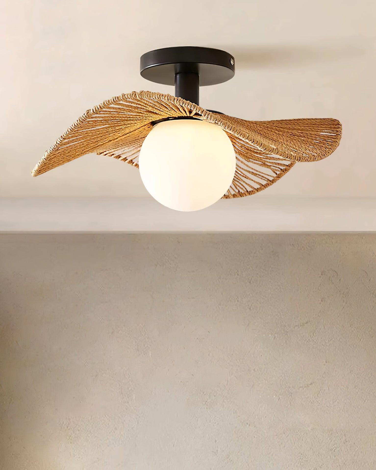 Fynora Woven Semi Flush Ceiling Light - Letslighting