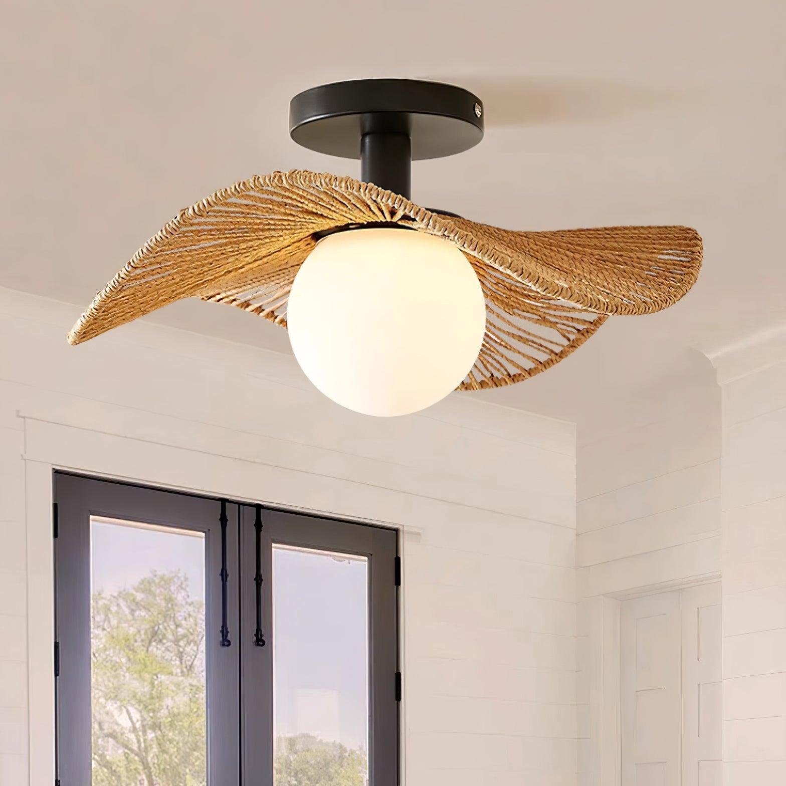 Fynora Woven Semi Flush Ceiling Light - Letslighting
